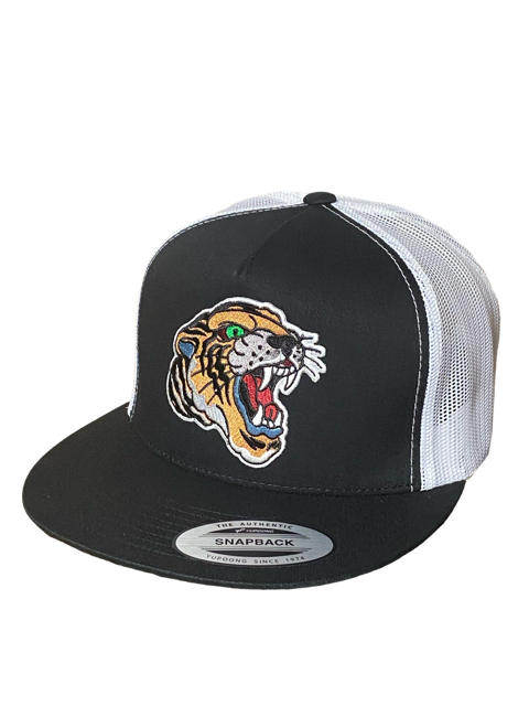 SGM Tiger Black/White Snapback Flat Brim Hat