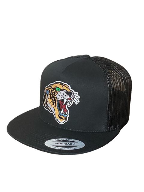 SGM Tiger Black Snapback Flat Brim Hat