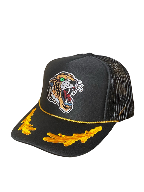 SGM Tiger Black with Oak Leaves Curved Brim Hat