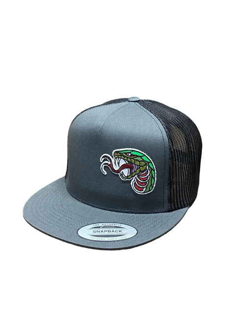 SGM Snake Charcoal/Black Snapback Flat Brim Hat