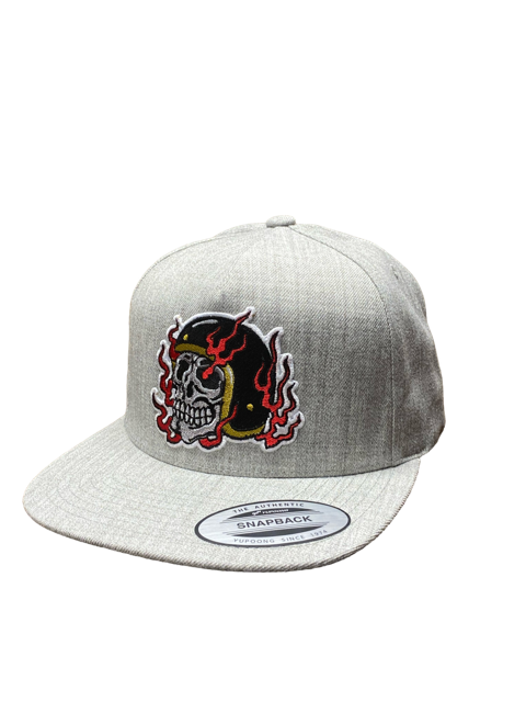 SGM Skull Heather Grey Snapback Flat Brim Hat