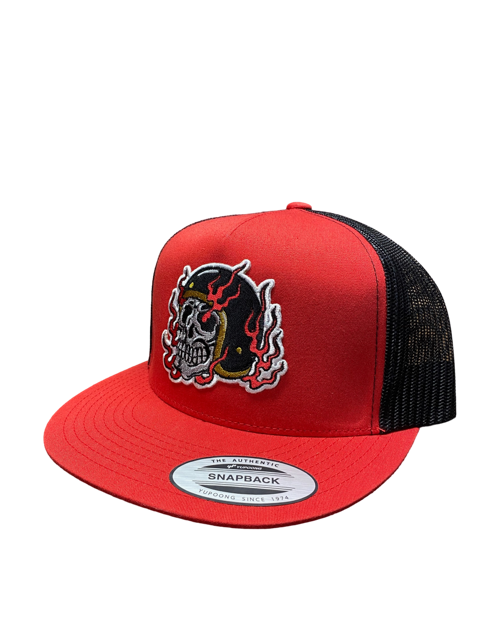 SGM Skull Red/Black Flat Brim Snapback Hat