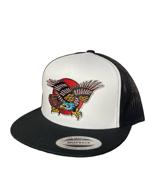 SGM Eagle Black/White/Black Snapback Flat Brim Hat