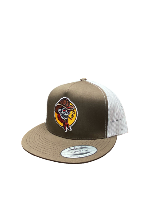 SGM Cowboy Brown/White Snapback Flat Brim Hat