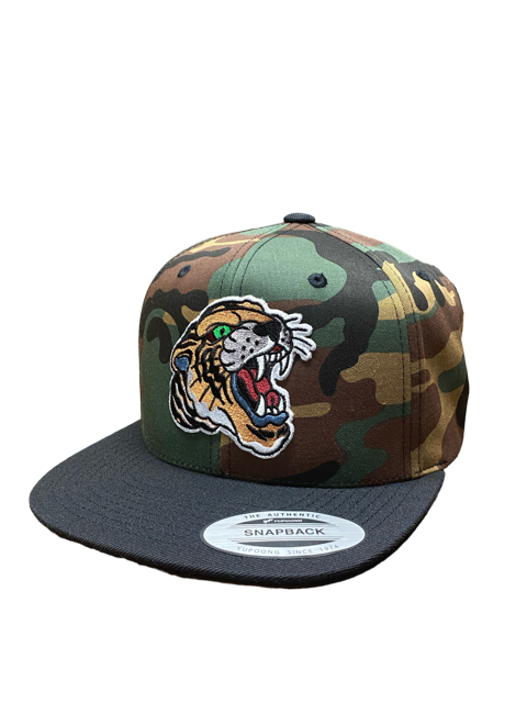 SGM Tiger Camo/Black Snapback Flat Brim Hat