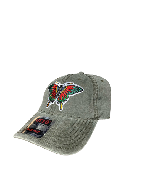 SGM Butterfly Dark Olive Curved Brim Dad Hat