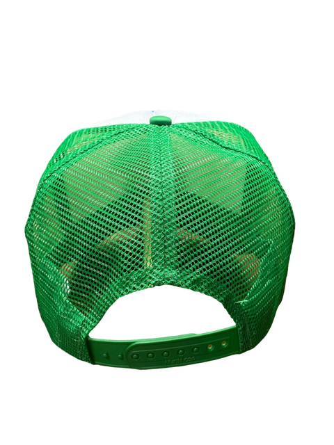 SGM Tiger Kelly Green/White Curved Brim Foam Trucker Hat