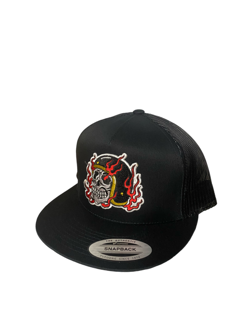 SGM Skull Black Snapback Flat Brim Hat