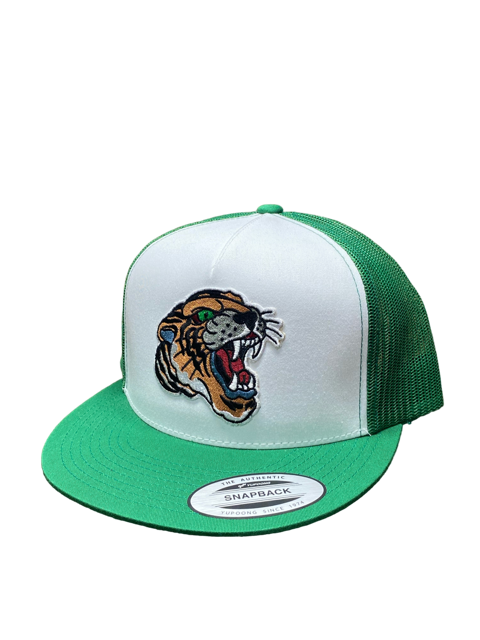 SGM Tiger Kelly Green/White Snapback Flat Brim Hat