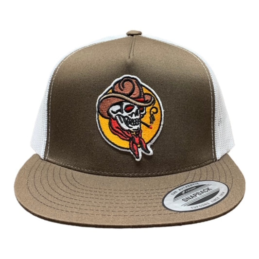 SGM Cowboy Brown/White Snapback Flat Brim Hat