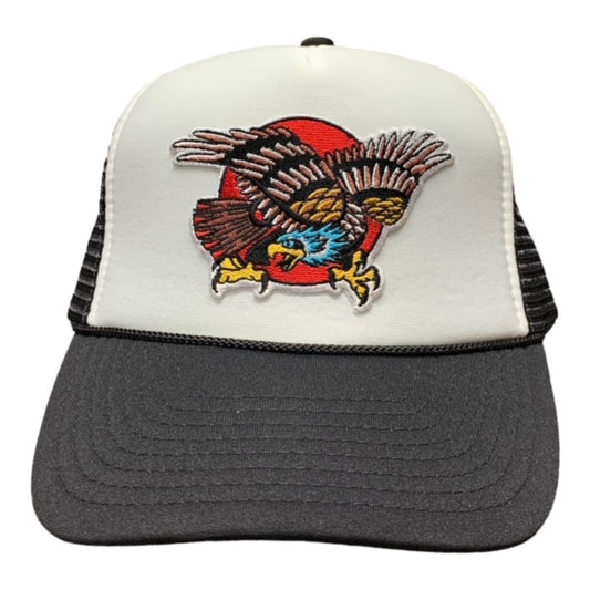 SGM Eagle Black/White Curved Brim Foam Trucker Hat