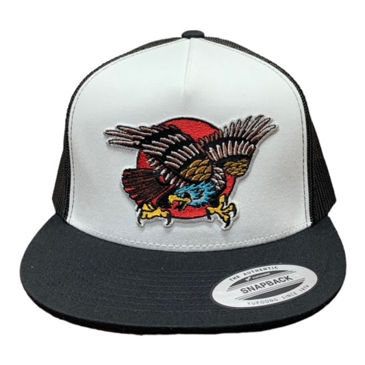 SGM Eagle Black/White/Black Snapback Flat Brim Hat