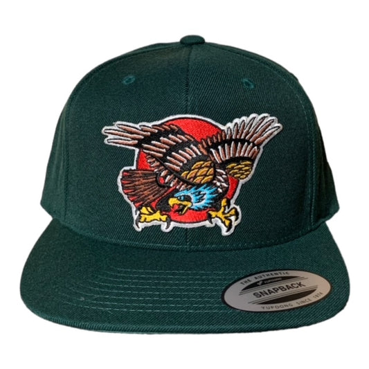 SGM Eagle Spruce Green Snapback Flat Brim Hat