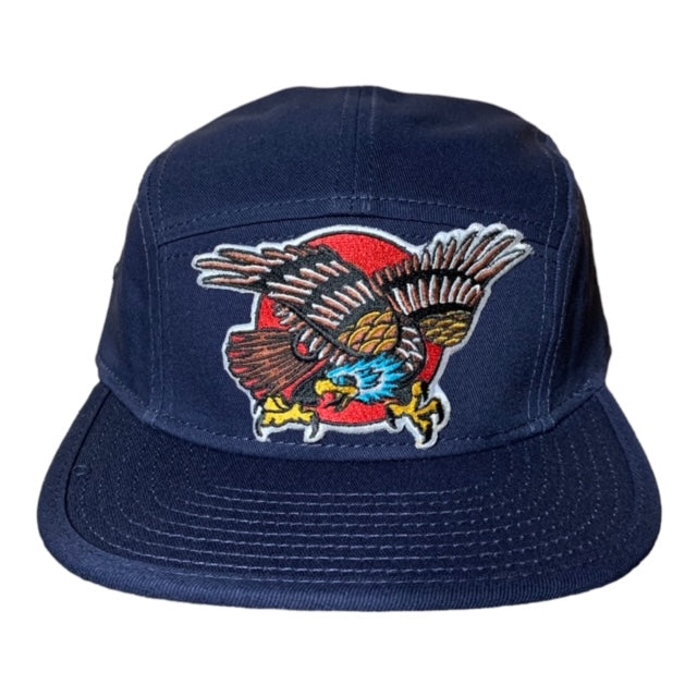 SGM Eagle Navy Camper Dad Flat Brim Hat