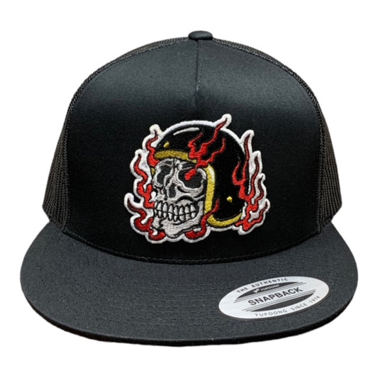 SGM Skull Black Snapback Flat Brim Hat