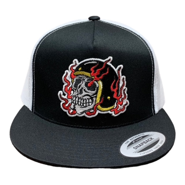 SGM Skull Black/White Snapback Flat Brim Hat