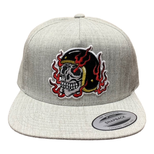 SGM Skull Heather Grey Snapback Flat Brim Hat