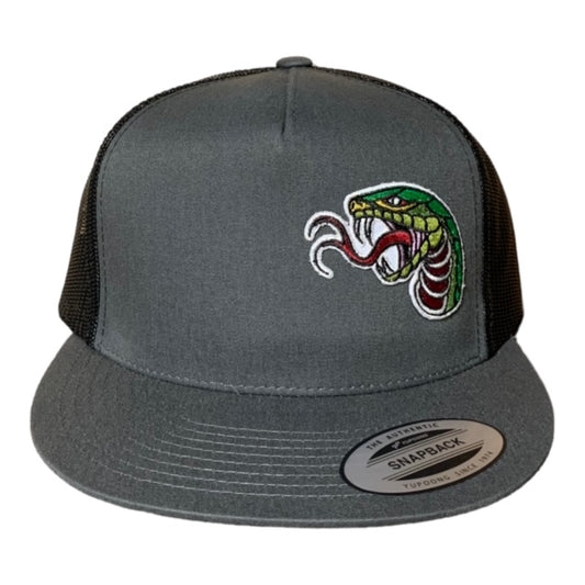 SGM Snake Charcoal/Black Snapback Flat Brim Hat