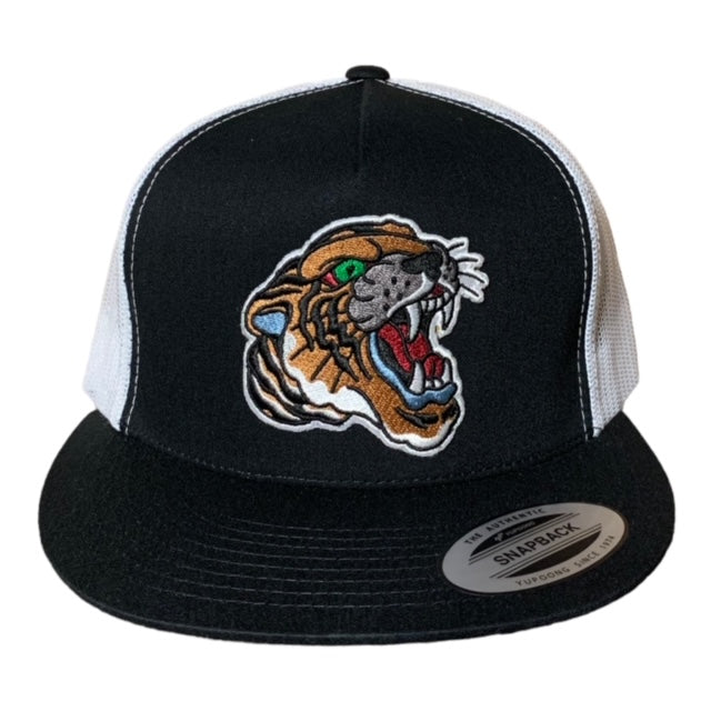 SGM Tiger Black/White Snapback Flat Brim Hat