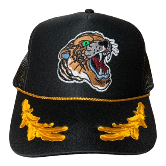 SGM Tiger Black with Oak Leaves Curved Brim Hat