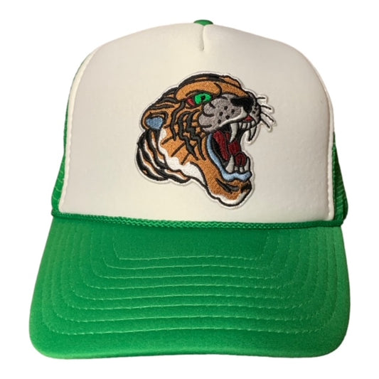 SGM Tiger Kelly Green/White Curved Brim Foam Trucker Hat