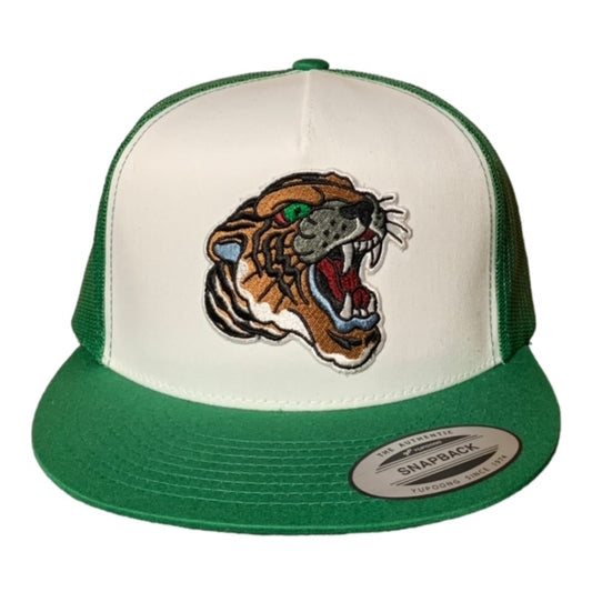 SGM Tiger Kelly Green/White Snapback Flat Brim Hat