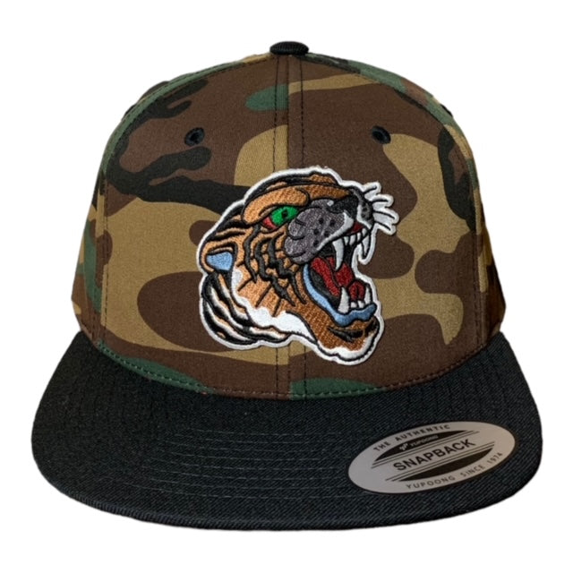 SGM Tiger Camo/Black Snapback Flat Brim Hat