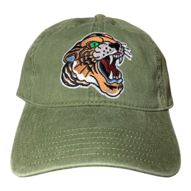 SGM Tiger Olive Green Low Profile Curved Brim Dad Hat