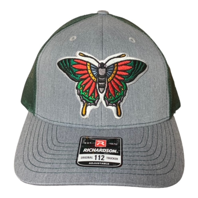 SGM Butterfly Heather Grey/Dark Green Curved Brim Hat