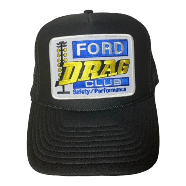 SGM Ford Drag Club Black Mesh Foam Trucker Curved Brim Hat