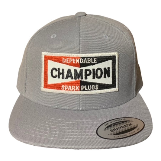 SGM Champion Spark Plugs Silver Snapback Flat Brim Hat